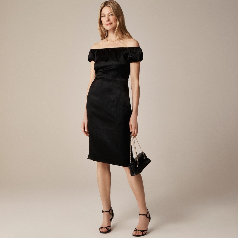 J.Crew Off-the-shoulder slip dress in textured satin CI565